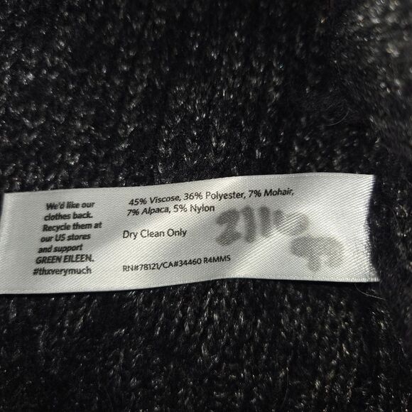 Eileen Fisher Black Gray Alpaca Mohair Blend Sweater Size Large - Picture 6 of 6